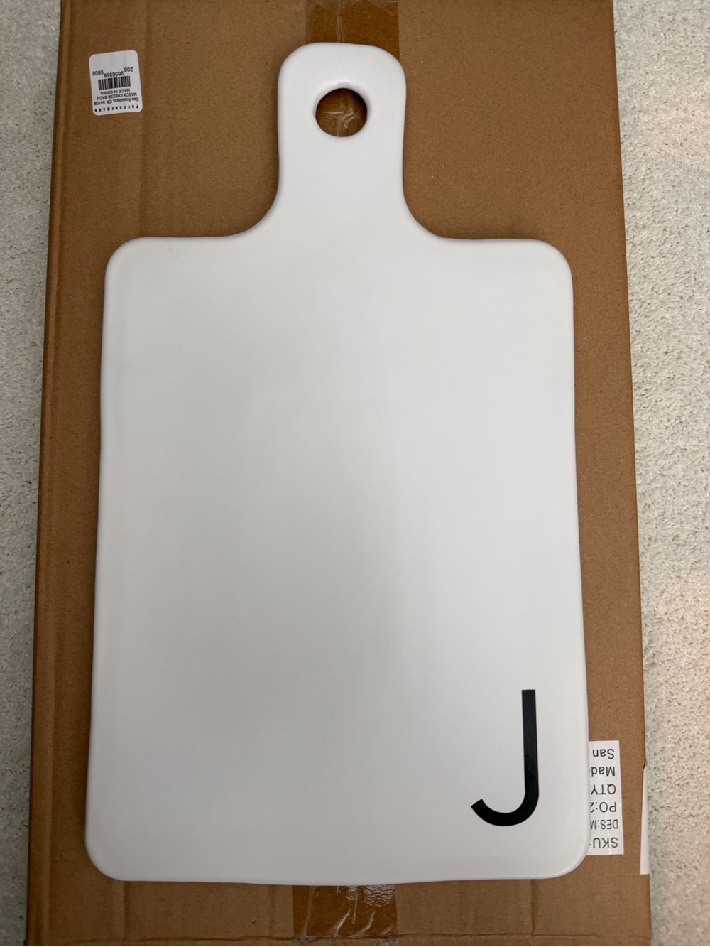 New Pottery Barn Mason Stoneware letter J